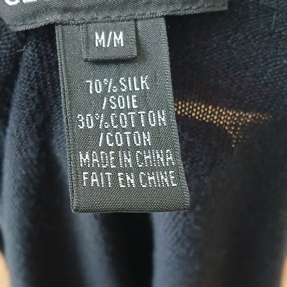 Club Monaco Sequin Silk & Cotton Long Sleeve Cardigan Black Size Medium - Picture 8 of 8